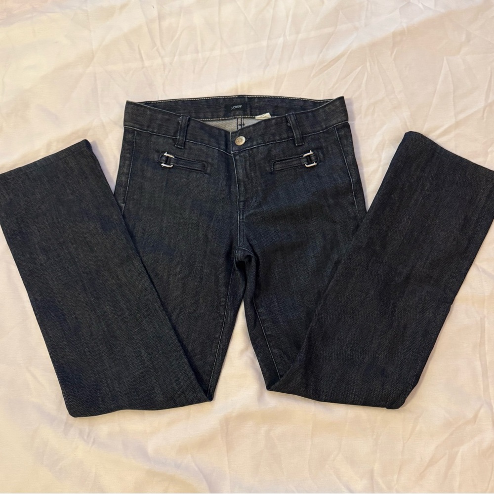 J Crew Dark Denim Jeans with Buckle Detail